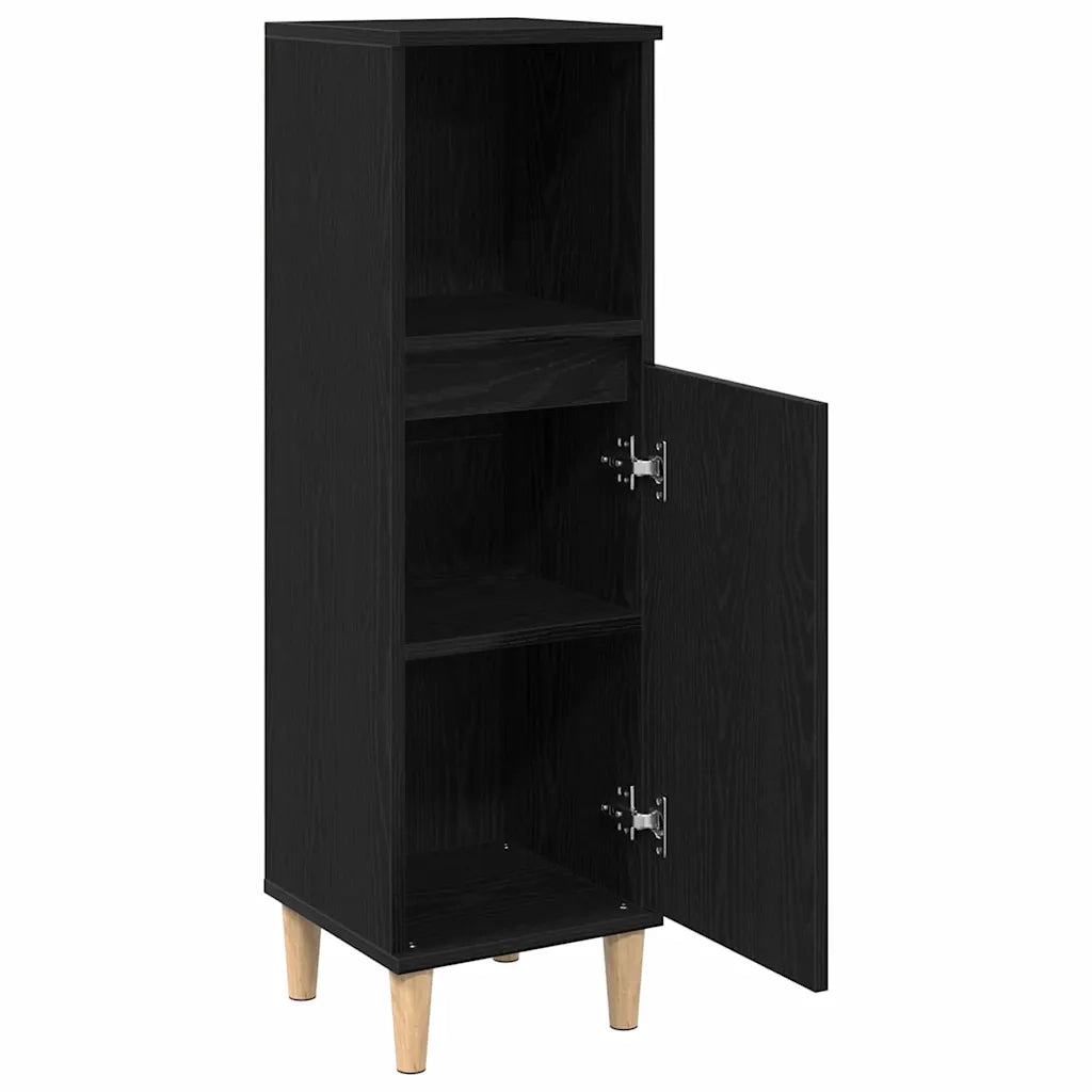 Mobiletto da Bagno con lo scaffale Rovere Nero 30 x 30 x 100 cm 862807