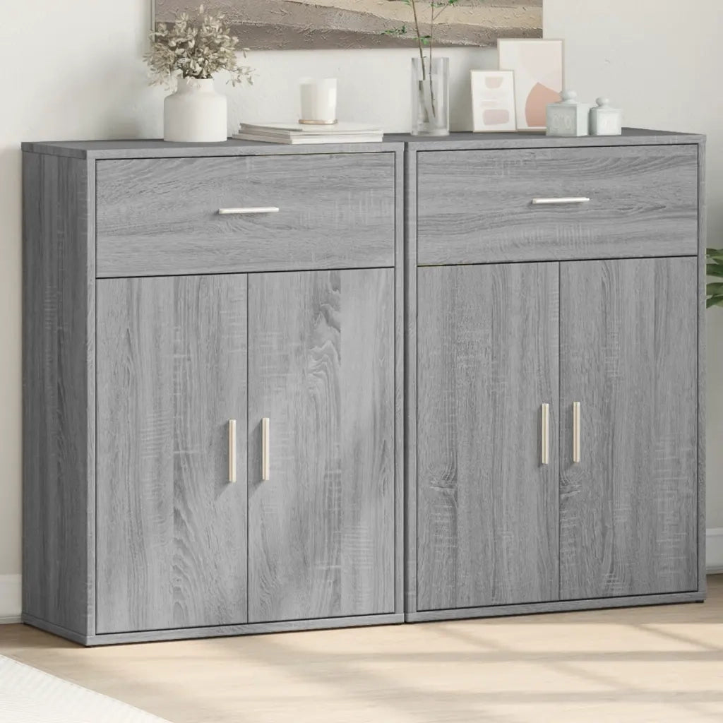 Credenze 2 pz | Madia | Buffet da pranzo | Armadio da pranzo Grigio Sonoma 60x30x84 cm in Legno Multistrato