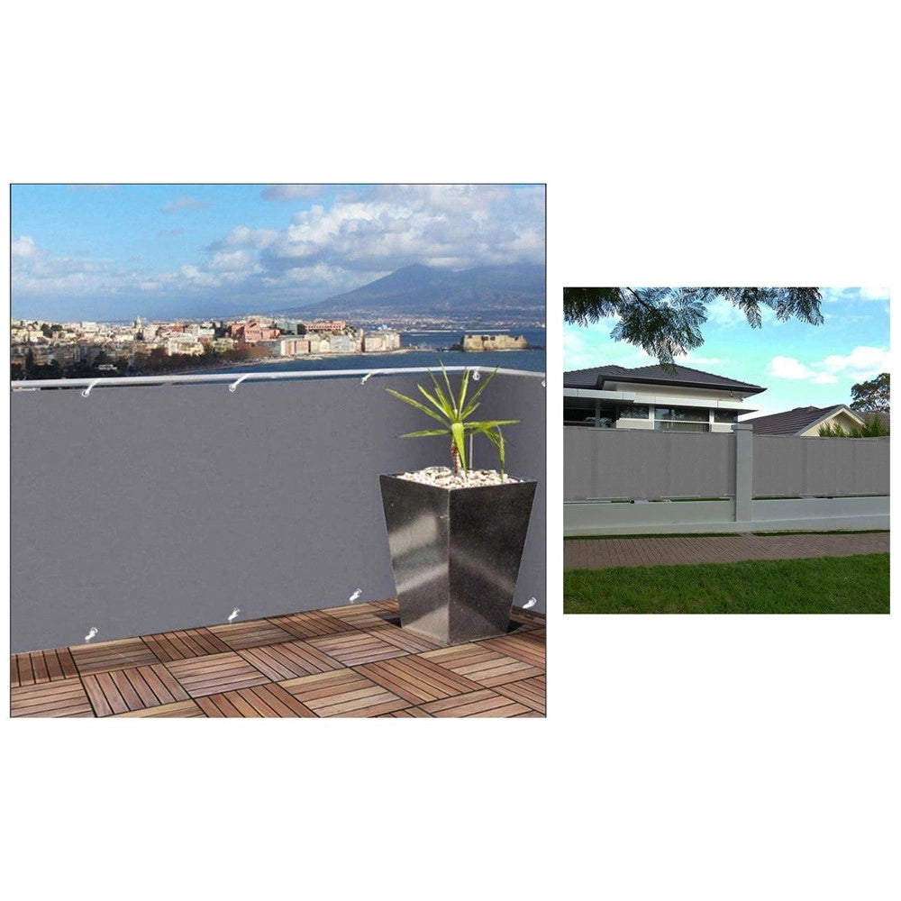 Trade Shop - Telo Copertura Ringhiera Balcone Grigio 85x500cm Frangivista Protezione Vento Polietilene -