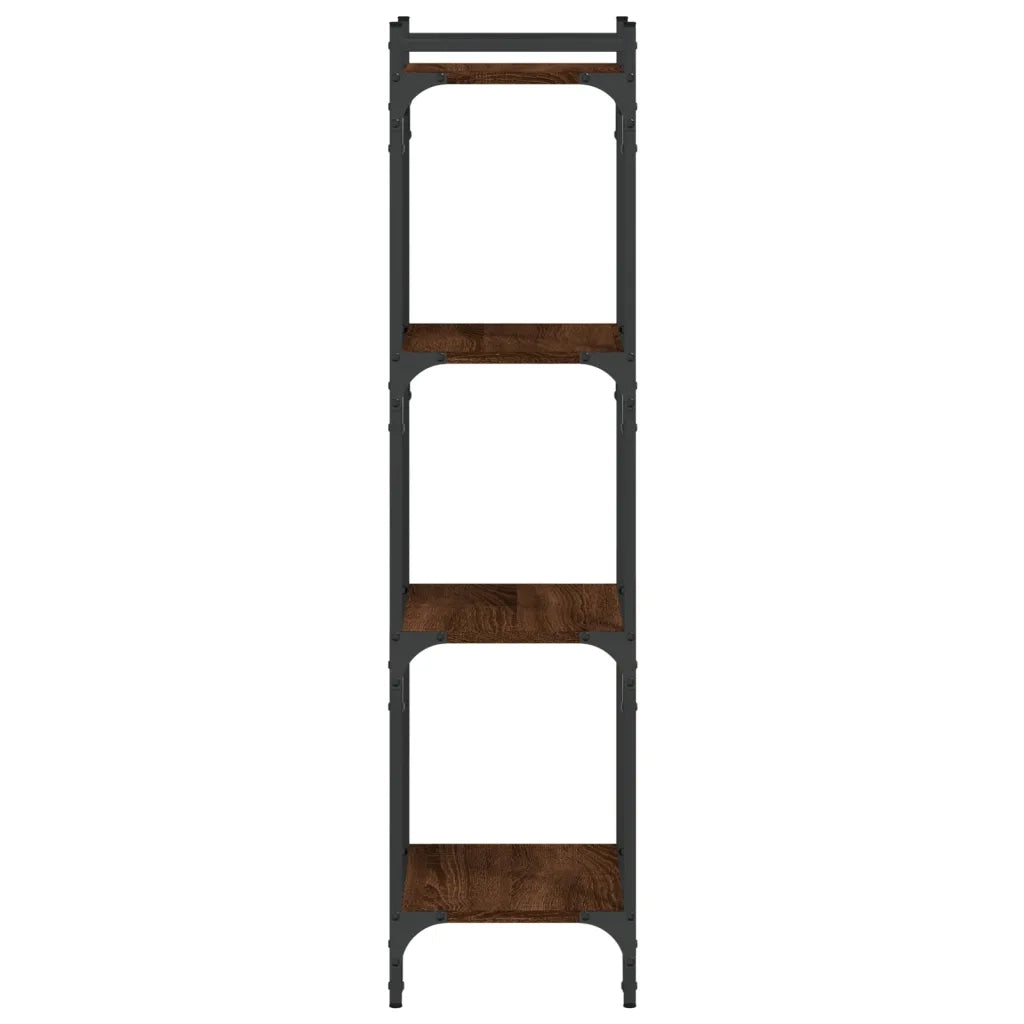 Libreria 4 Ripiani-Scaffale per Libri-Mobile di Stoccaggio Rovere Marrone 40x30x120cm Legno Multistrato