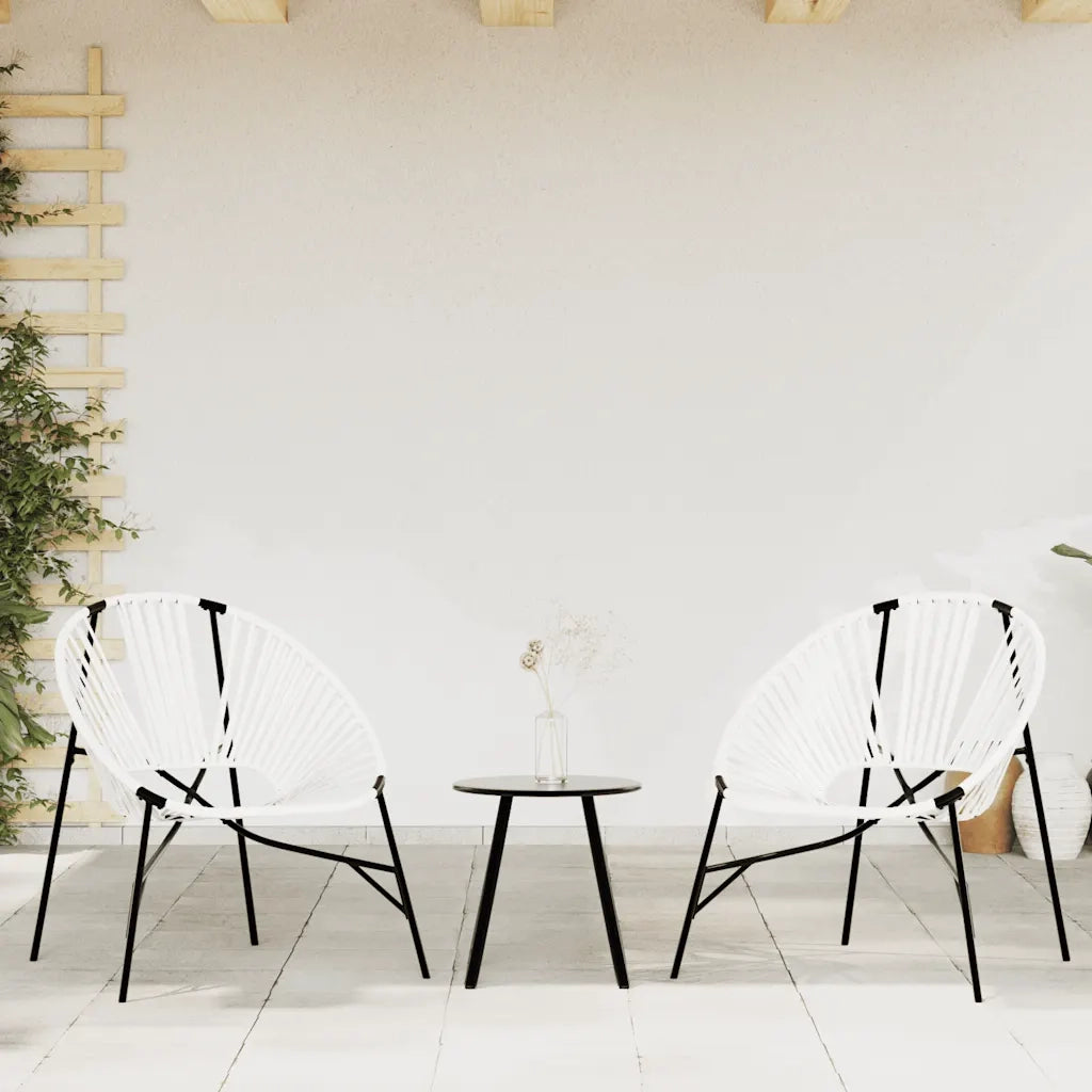 Set di Sedie da Giardino 3 pz | Sedie da Esterno in Polyrattan Bianco e Nero