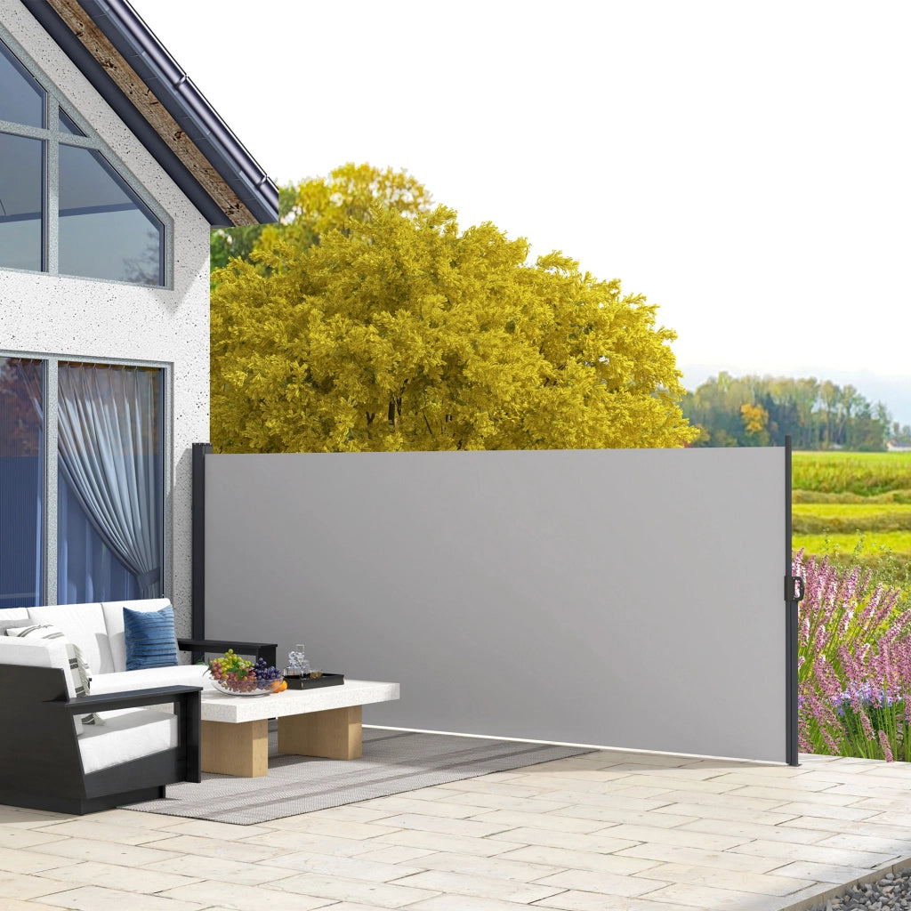 Paravento Retrattile ¨C zephmum ¨C 300x180 cm Grigio Chiaro Polyester