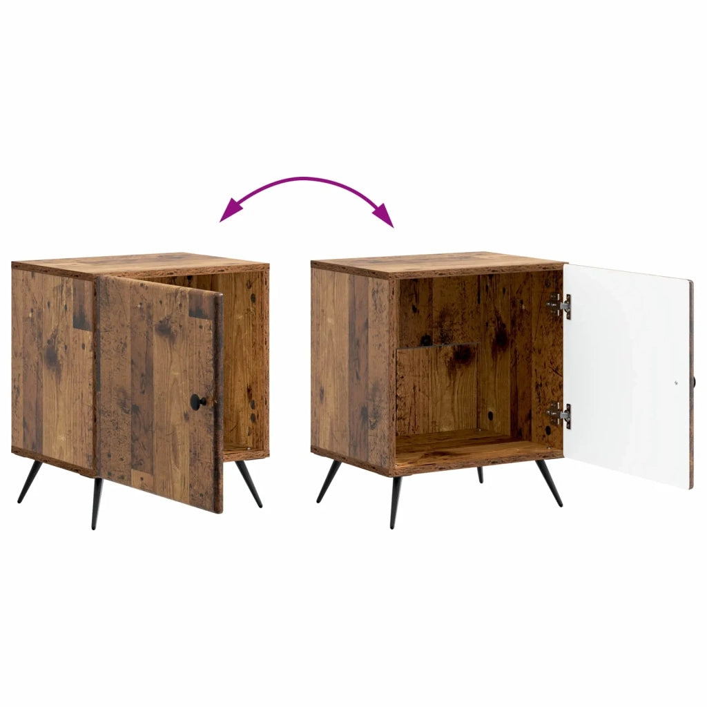 Set di 2 Comodini | Armadio da Notte | Mobiletto da notte Legno antico 43 x 34,5 x 50 cm