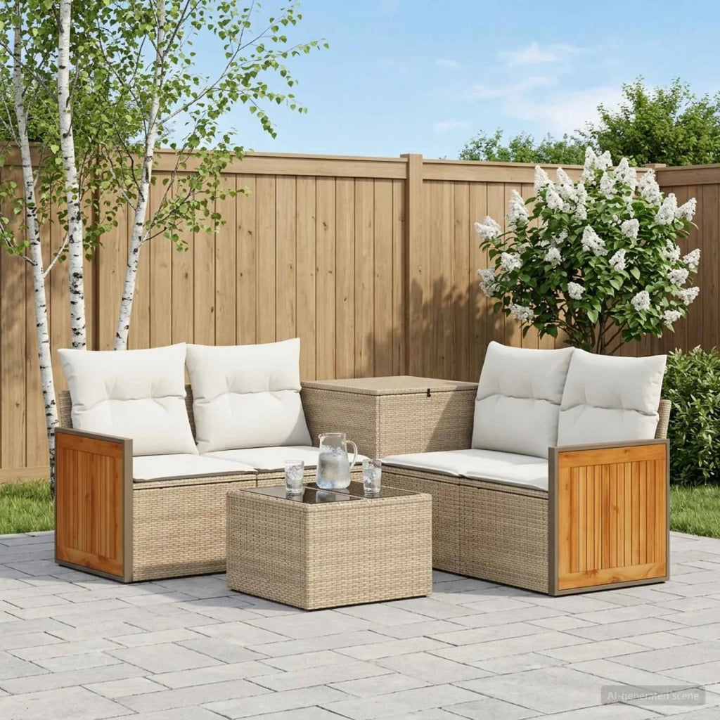 Set di divani 6 pz Beige e Bianco Crema 3447722