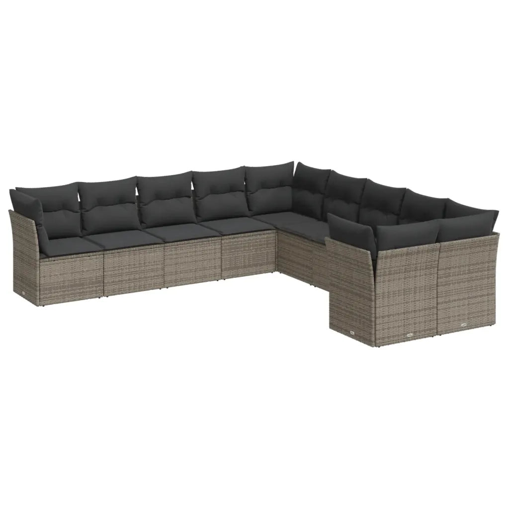 Set Divano da Giardino 10 pz con Cuscini Grigio in Polyrattancod mxl 90614