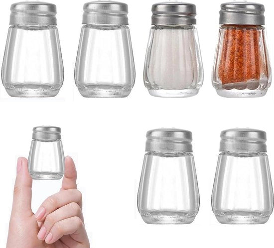 6 pezzi Mini Contenitore di Sale in Vetro - Piccola Dispensatrice di Sale Portatile Accessori da Cucina Contenitore di Sale