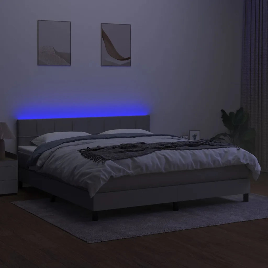 Letto a Molle Materasso e LED Grigio Chiaro 160x200 cm Tessuto 3133165