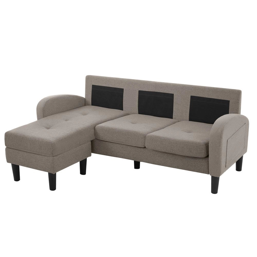 Divano angolare 3 posti - Xylo - 166x118x77 cm - Tessuto di cotone traspirante - Grigio scuro antico