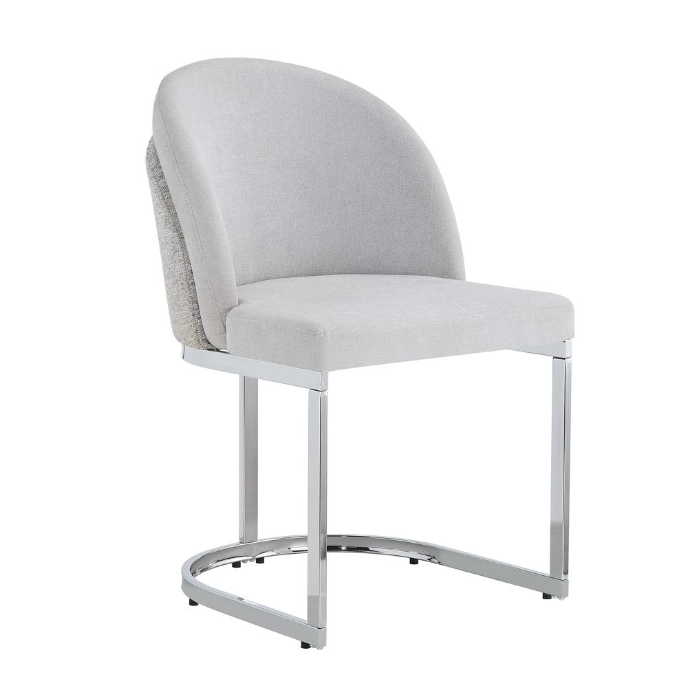 Set 2 sedie da pranzo ¨C Minimal ¨C grigio chiaro tessuto chenille gambe metallo argento stile moderno