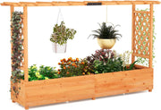 Fioriera Rialzata con Grigliato, Aiuola Rialzata con Traliccio per Piante Rampicanti e Fori di Drenaggio, Orto Elevato da Giardino, Terrazzo e Cortile (Arancione, 200 x 44 x 114 cm)