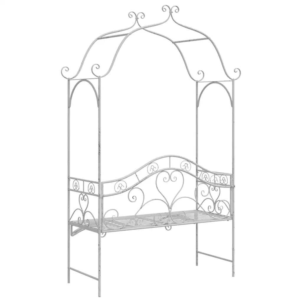 Panchina da giardino Bianco Antico 121 x 48 x 200 cm Acciaio 42008120