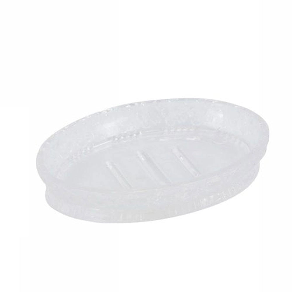 Trade Shop - Porta Sapone In Vetro Ovale Da Appoggio Lavabo Bagno Vasca Doccia 10.5x14.5x2.5 -