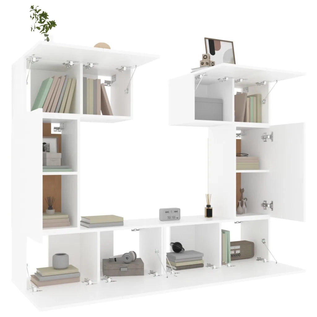 Set di Mobili Porta TV 6 pz Bianco in Legno Multistrato 3114454