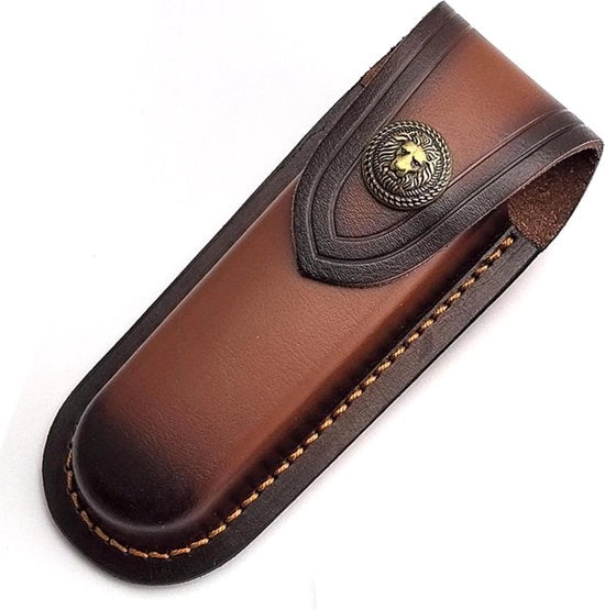 Tas per messere in pelle di pecora - etui in pelle di pecora marrone per coltello da caccia e attrezzi - design retrò