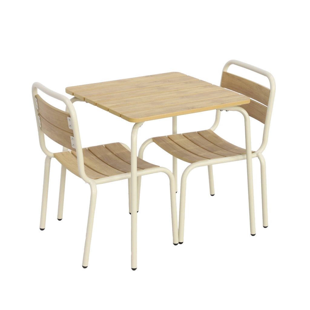 Set tavolo da giardino per bambini in acciaio e legno con 2 sedie,