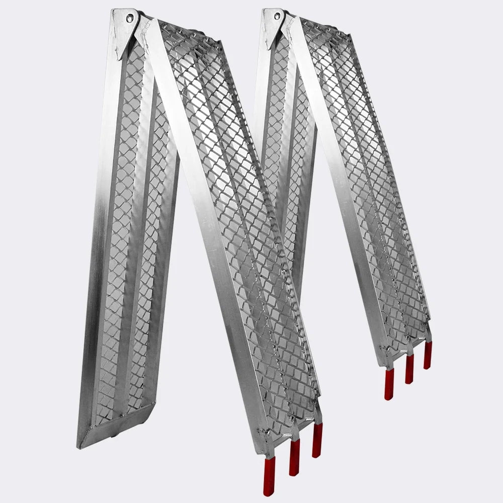 Set di 2 rampe di carico pieghevoli multiuso in alluminio con barra di sicurezza 226 cm fino a 680 kg 3416087
