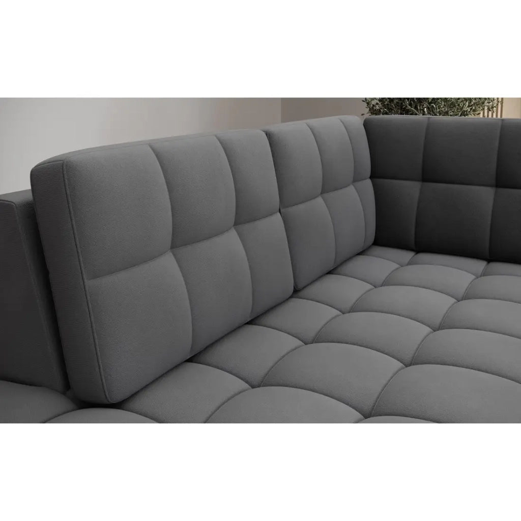 Divano angolare convertibile MONTEZA grigio scuro sinistro 299 cm con baule e letto