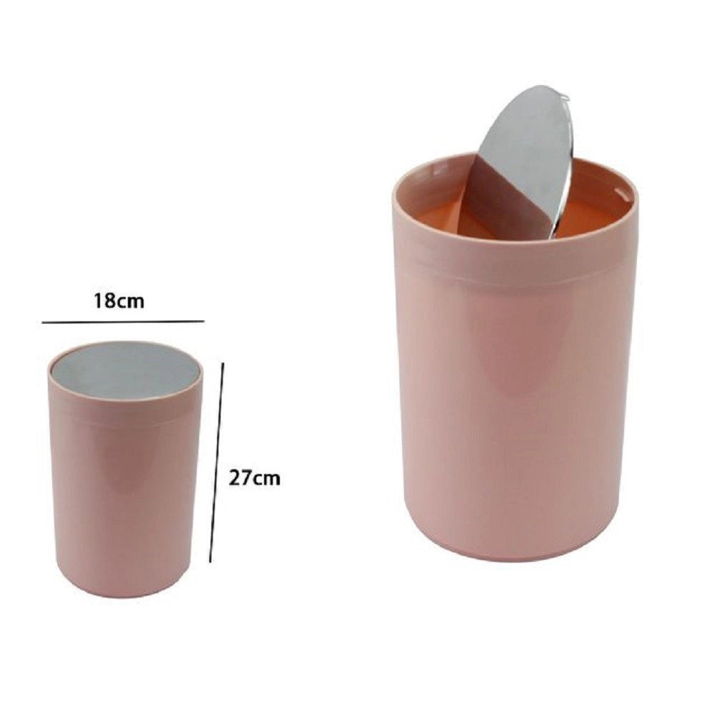 Trade Shop - Pattumiera Cestino Secchio Rifiuti Rosa Accessorio Bagno Coperchio Basculante 79873 -
