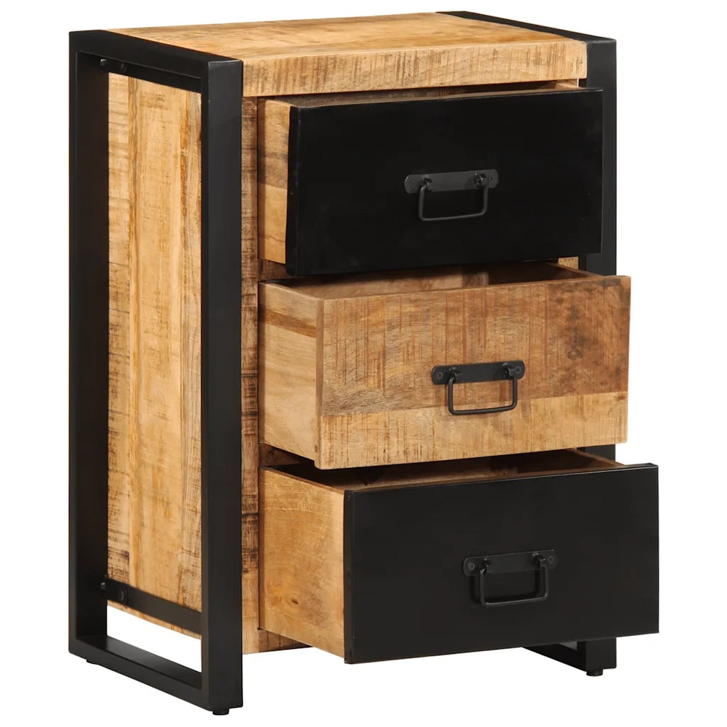 Cassettiera 50x35x70 cm in Legno Massello di Mango Grezzo 4013583