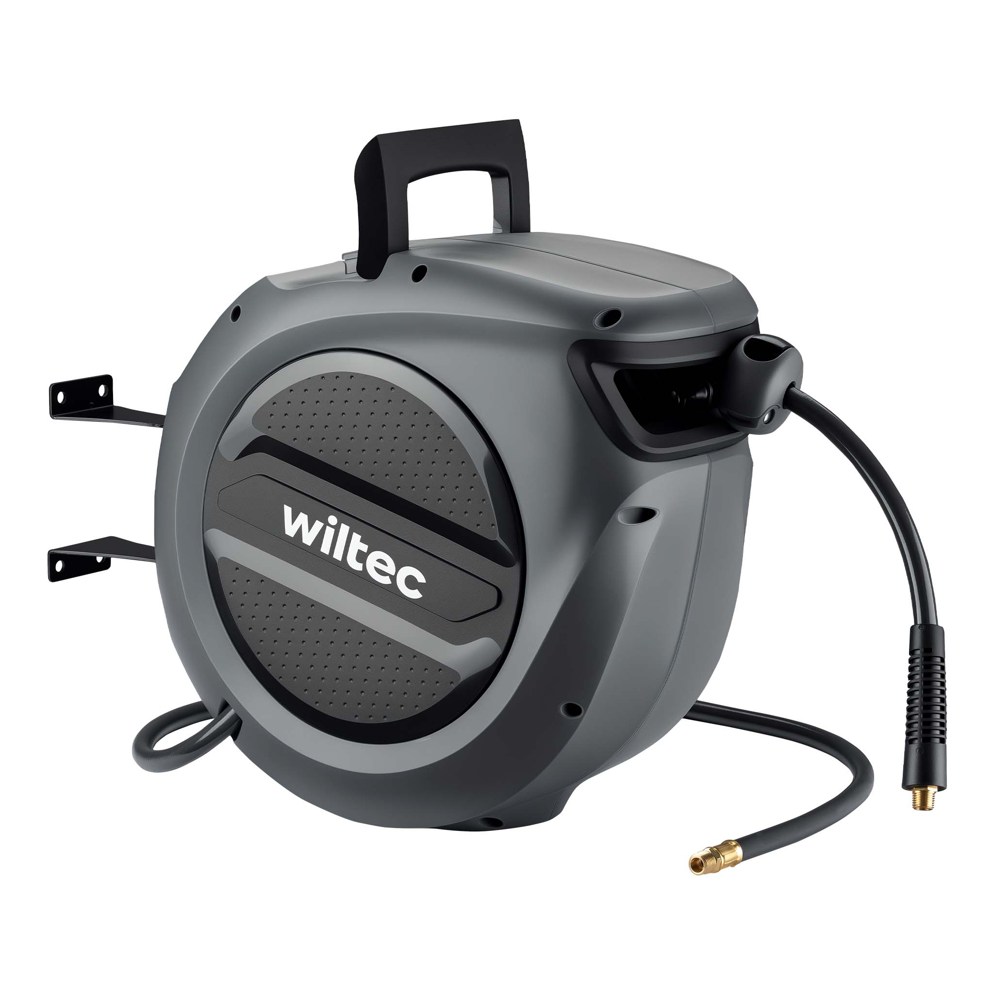 Avvolgitubo automatico per aria compressa 20 m, avvolgitubo in acciaio, 17 bar, con supporto girevole a 180°