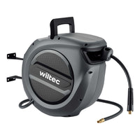 Avvolgitubo automatico per aria compressa 20 m, avvolgitubo in acciaio, 17 bar, con supporto girevole a 180°