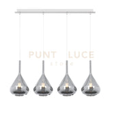 SOSPENSIONE BIANCO 4 LUCI RETTANGOLARE VETRI FUME 1177BI-S4 R-FU