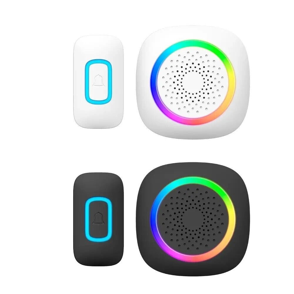 2 CAMPANELLI SENZA FILI WIRELESS 2 ricevitori luce RGB 60 melodie RL-2R3995