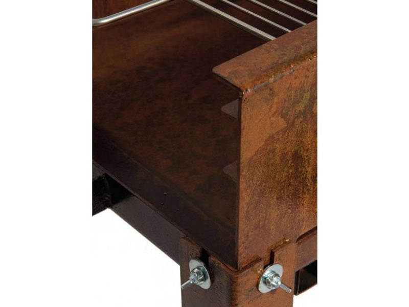 Barbecue a carbone e legna Clementi Super Flipper 60x53 in acciaio Corten