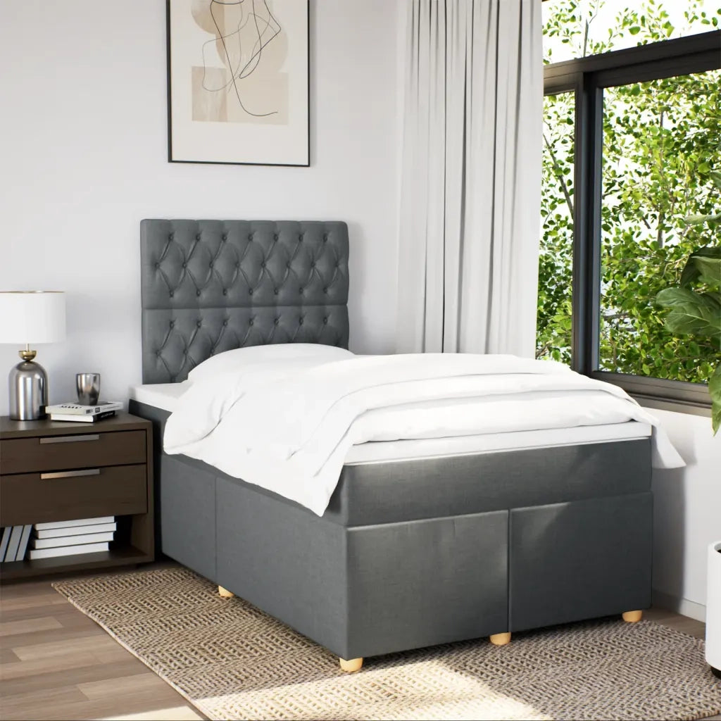 Giroletto a Molle con Materasso Grigio Scuro 120x190cm Tessuto