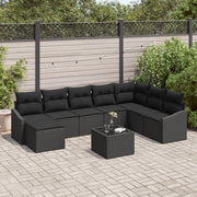 Set Divano da Giardino 9 Pezzi con Cuscini Beige Polyrattan