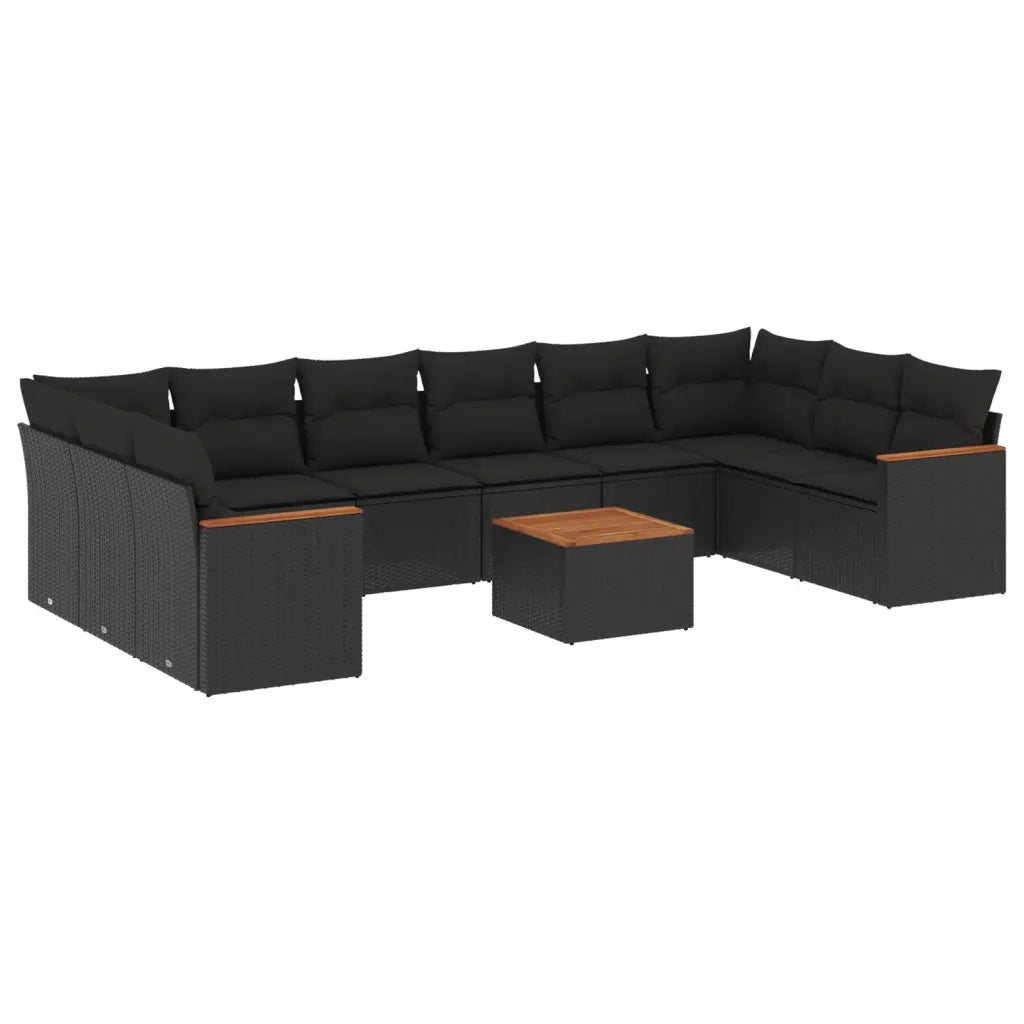 Set Divani da Giardino 11 pz con Cuscini in Polyrattan Nero 3226328