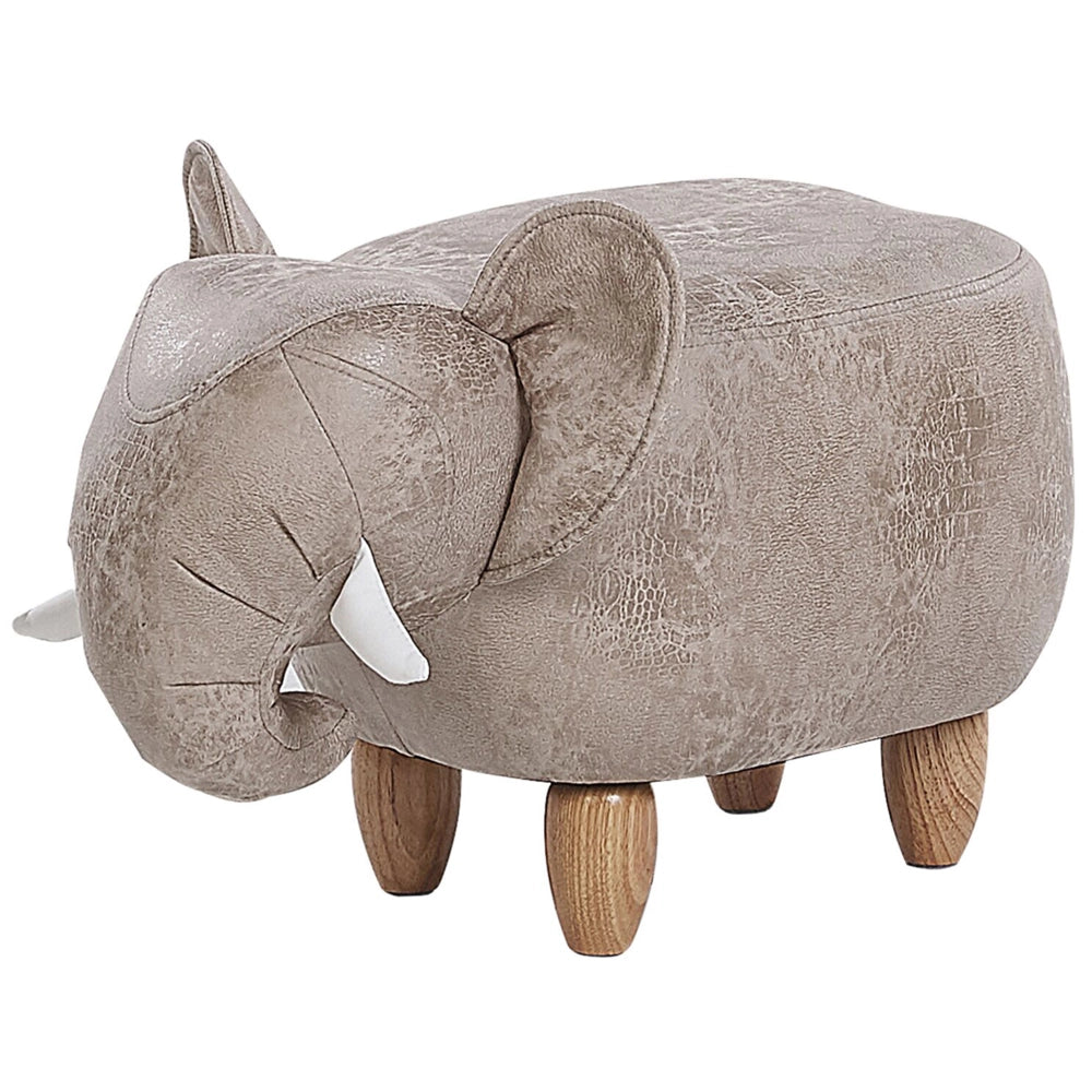 Pouf animaletto Sgabello per bambini Poggiapiedi in tessuto grigio simile a un elefante con comodino per la cameretta dei bambini