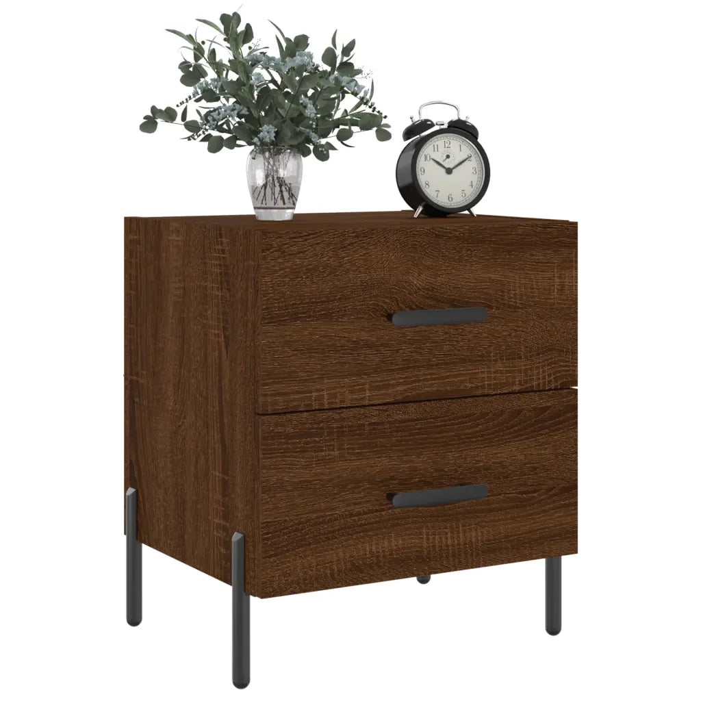 Set di 2 Comodini | Armadio da Notte | Mobiletto da notte Rovere Marrone 40x35x47,5 cm in Legno Multistrato