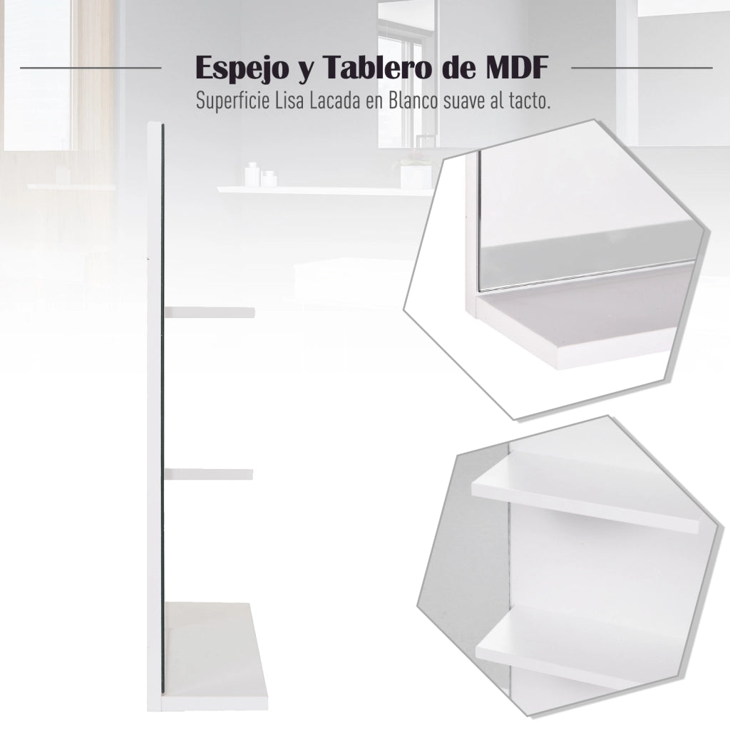 Specchio con Ripiani per Bagno ¨C Zephmum ¨C Bianco 60x48x10 cm