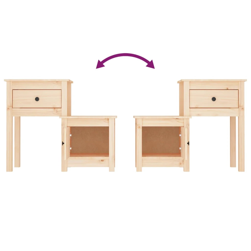 Comodino | Armadio da Notte | Mobiletto da notte 79,5x38x65,5 cm in Legno Massello di Pino