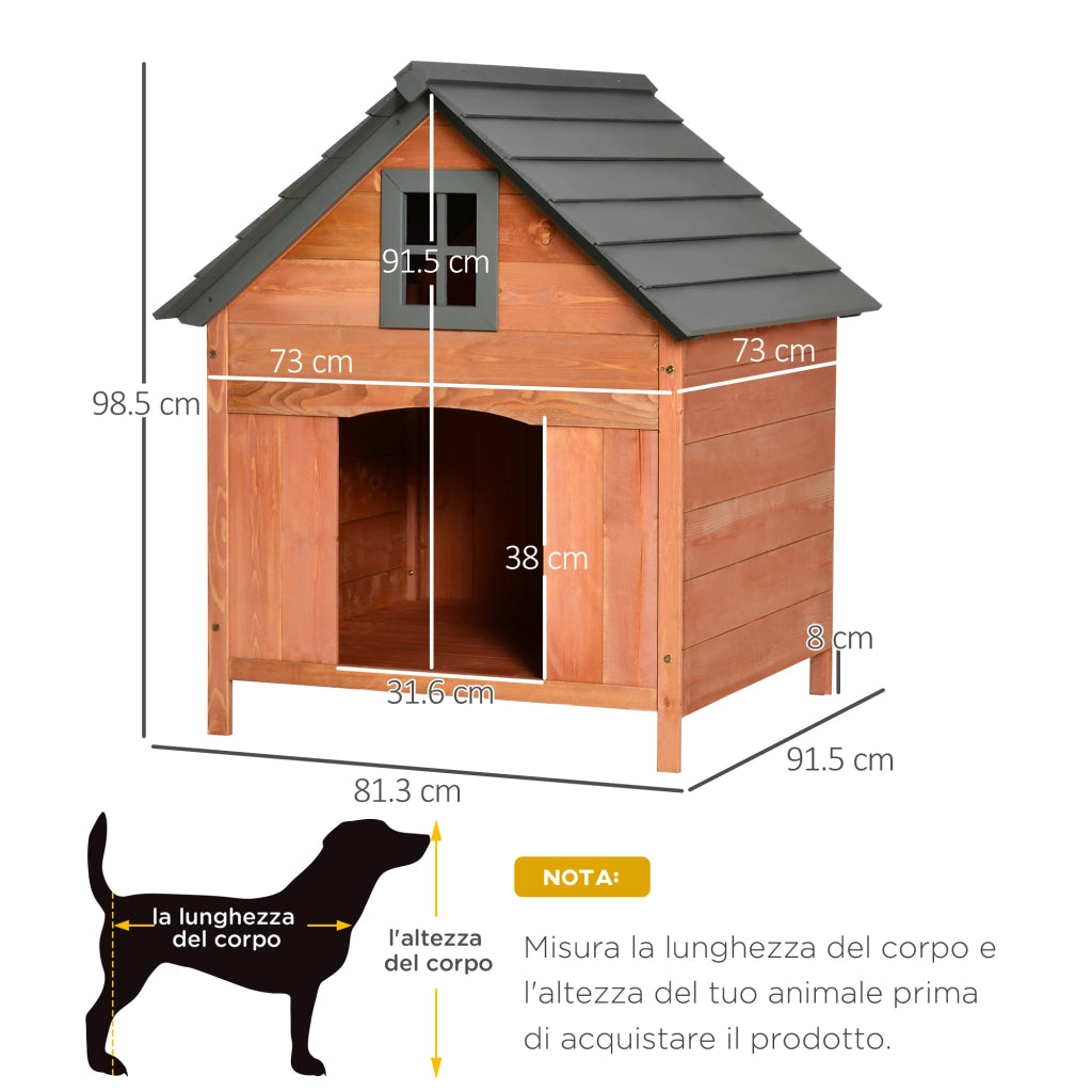 EasyComfort Casetta Rialzata per Cani fino a 15 kg, Cuccia per Cani Gatti da Esterno in Legno di Abete, 81.3x91.5x98.5 cm