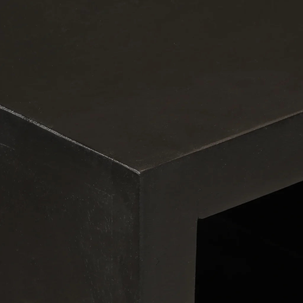 Credenza Nera 55x30x76 cm in Legno Massello di Mango e Ferro 372001
