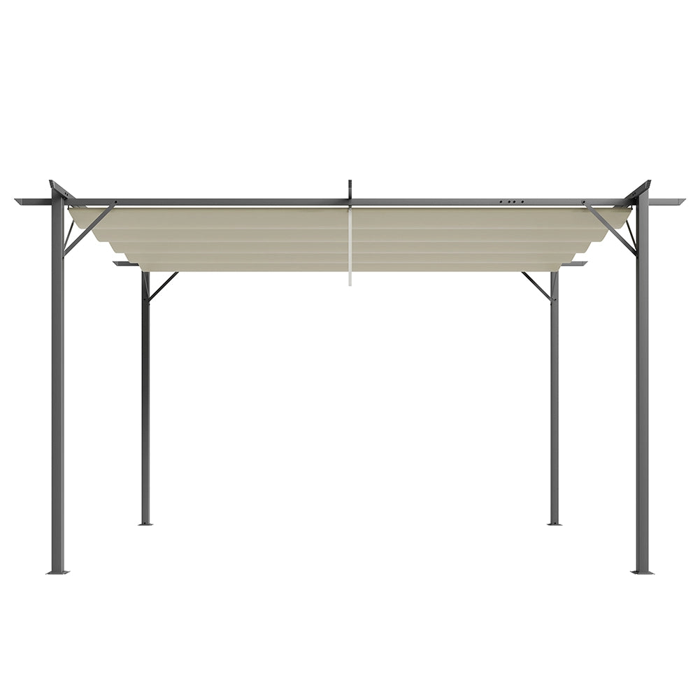 Pergola Gazebo Retrattile da Giardino 3x4 Metri Beige Anti UV e Impermeabile