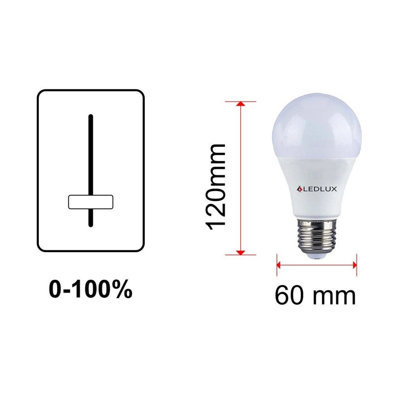 2 PZ Lampade LED E27 Dimmerabili Triac 12W 220V Bianco Freddo 6500K 1050lm