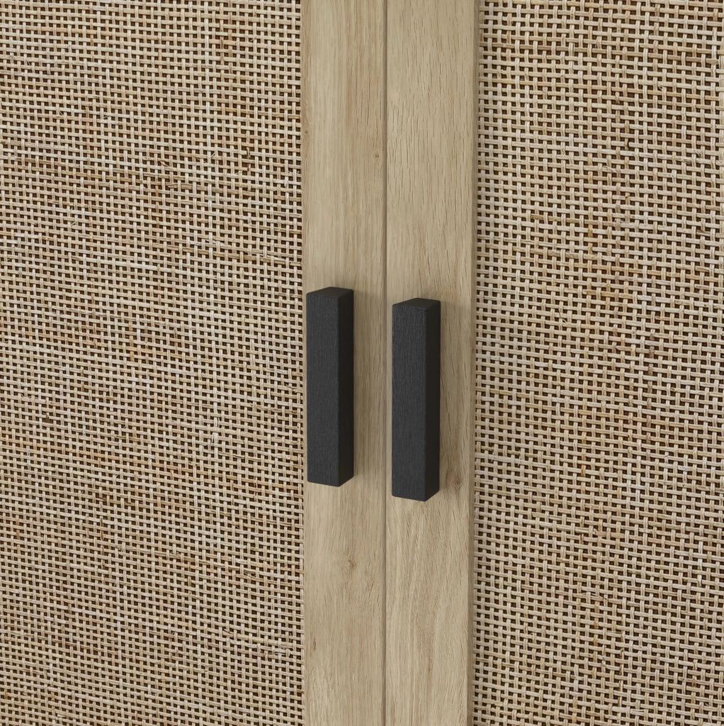 Mobile contenitore a due ante in rattan nero da 80 cm