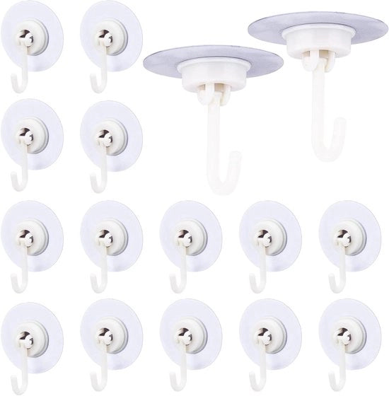 Set di 16 chiodi da parete e da soffitto rimovibili e adesivi per bagno e camera da letto - Sostegni Essentials con ganci - Pacchetto da 16 pezzi
