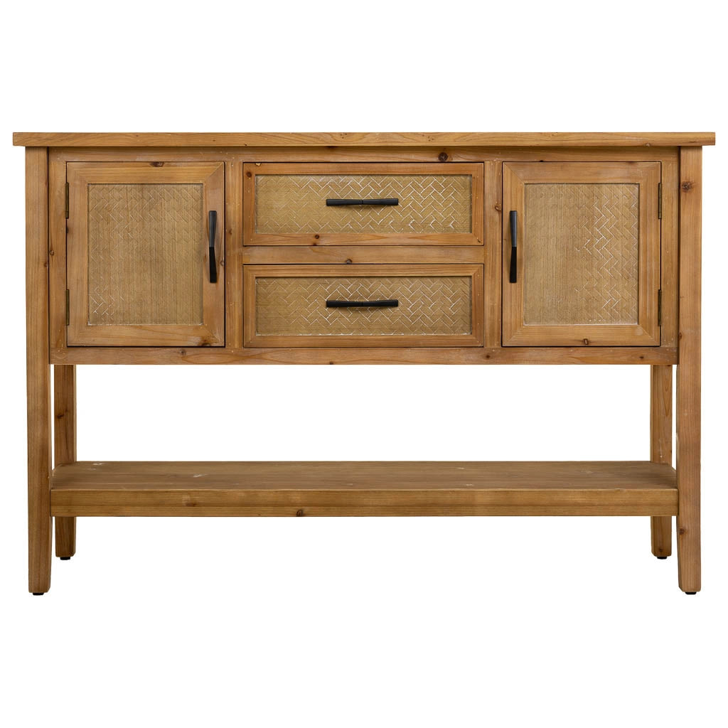 Mobile da ingresso in legno e metallo marrone 122x35x81,5h