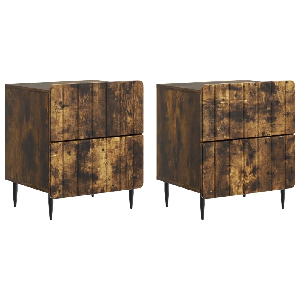 Armadio da Notte 2 pcs Rovere Fumo 43 x 34,5 x 49,5 cm