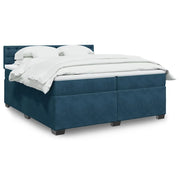 vidaXL Giroletto a Molle con Materasso Blu 200x200 cm in Velluto