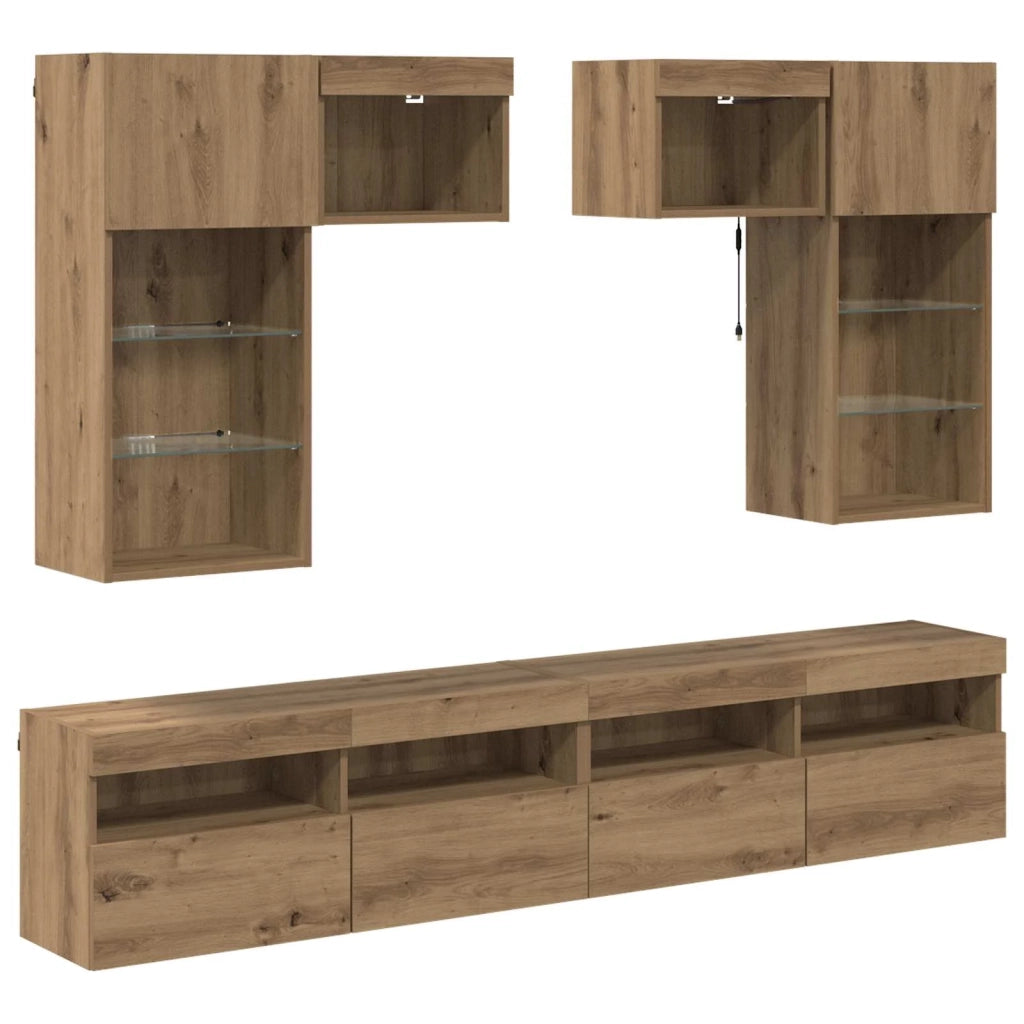 Unità per TV a Muro 6 pcs Legno vecchio Legno multistrato 3402789