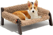 Letto per cani con ripiano elevato - respirabile e lavabile - marrone (61 x 53 x 28 cm)