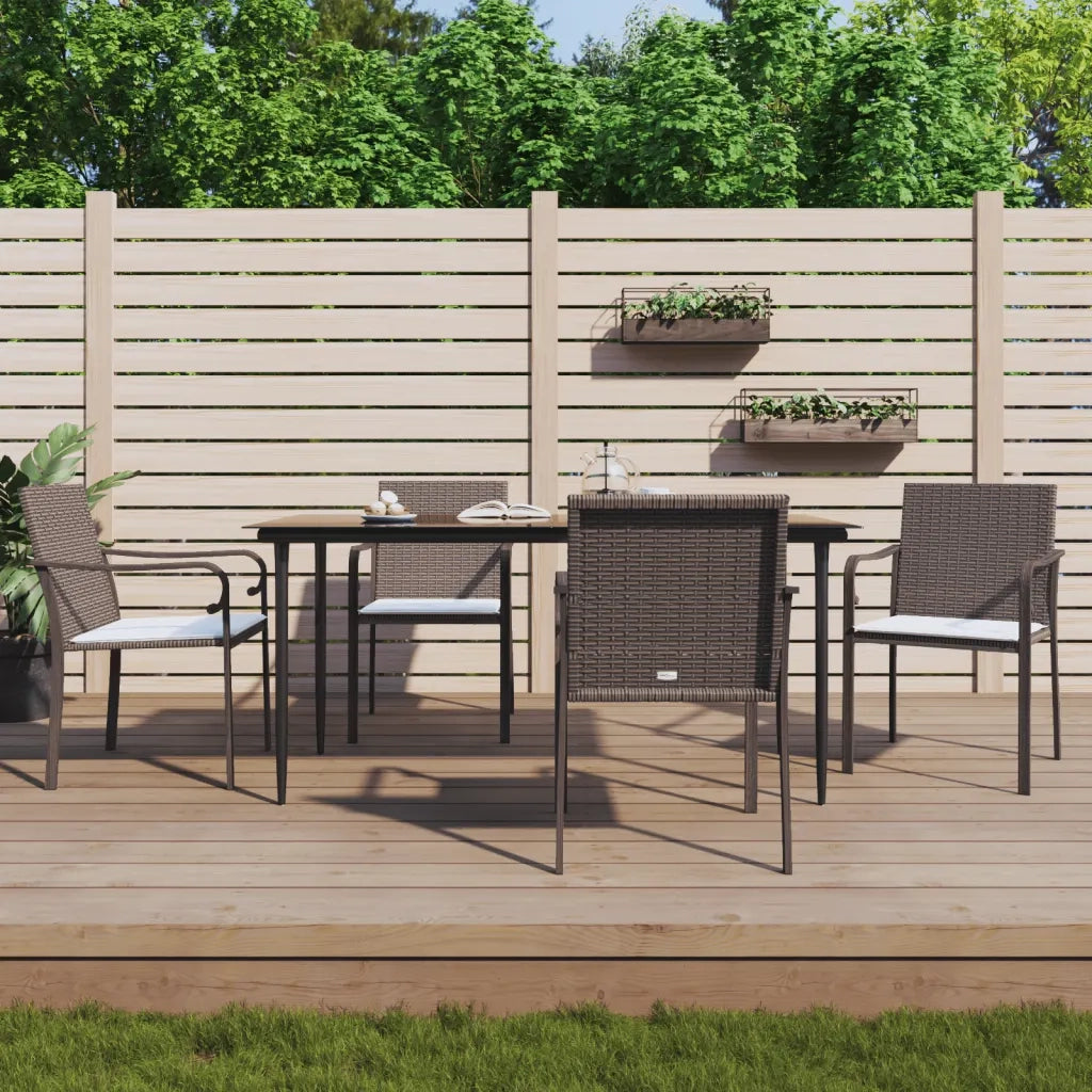 Sedie da Giardino con Cuscini 4 pz | Sedie da Esterno Marroni 56x59x84cm Polyrattan