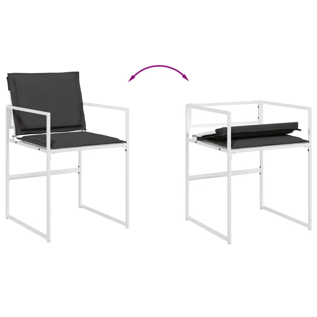Set da Pranzo da Giardino 5 pz con Cuscini Bianco in Textilene
