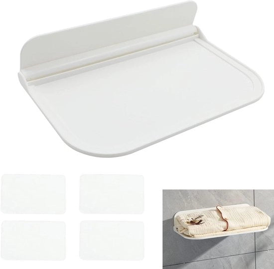 Badplank opvougbile - senza perforazione - comprensivo di pannello adesivo per parete per bagno e camera da letto 30 x 20 cm 1 pezzo