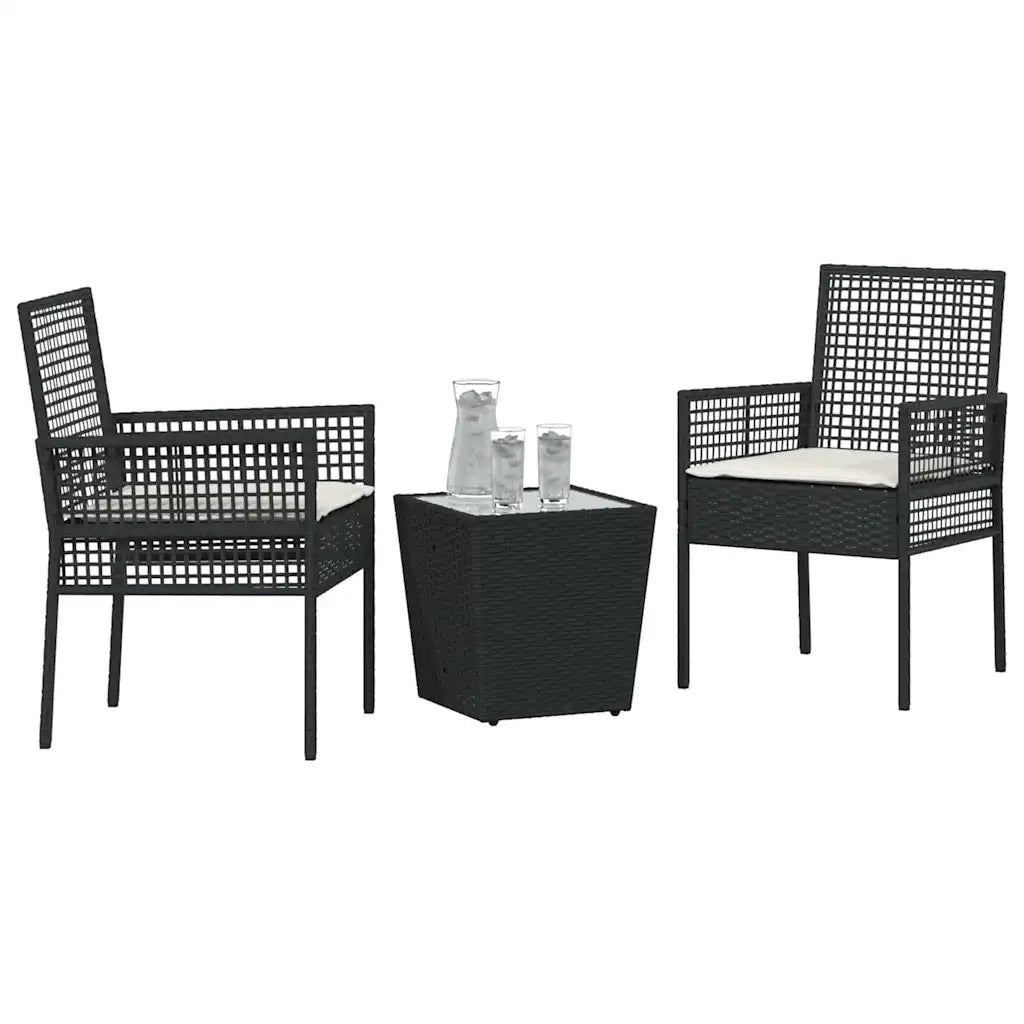 Set Bistro da Giardino 3 pcs Nero polyrattan 3334955